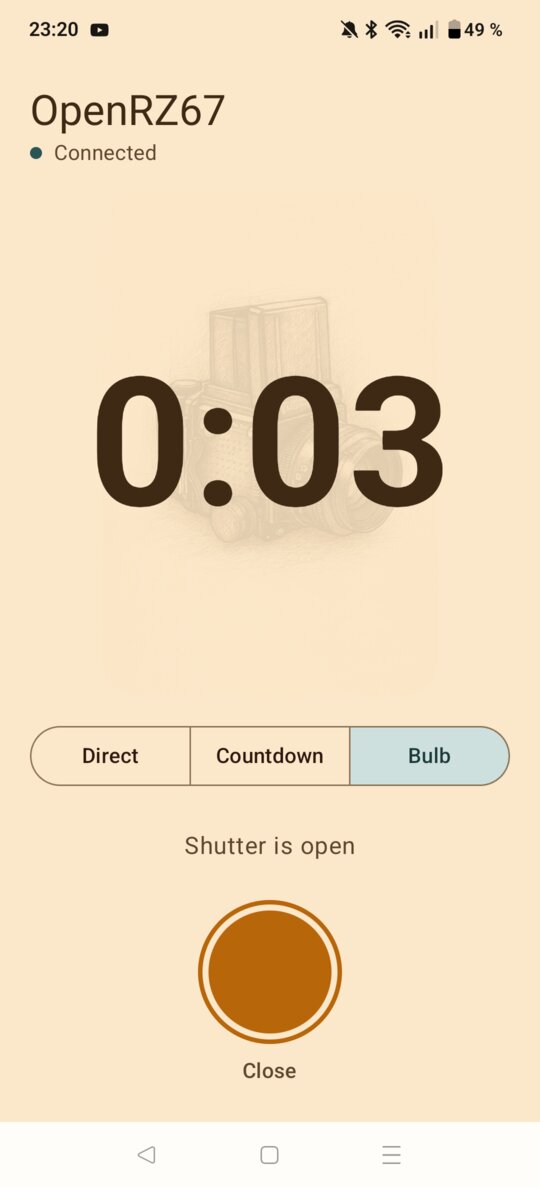 Android app: Bulb exposure with elapsed time